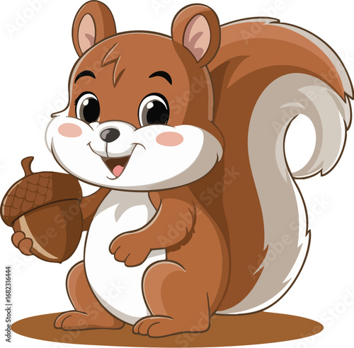 Squirrel Cartoon Illustration Set – Cute Forest Animal