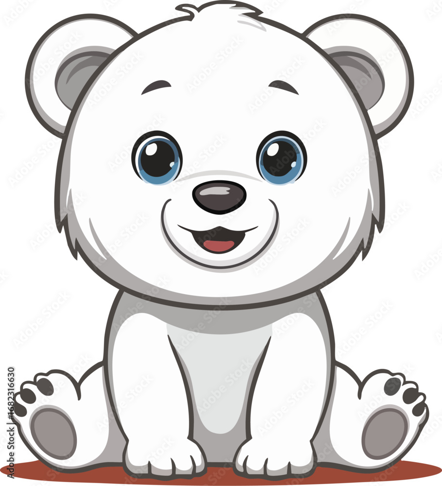 Obraz premium Polar Bear Cartoon Illustration Set – Cute Arctic Animal