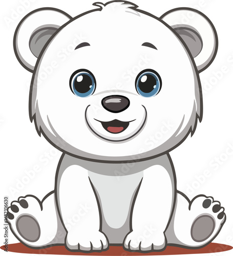 Polar Bear Cartoon Illustration Set – Cute Arctic Animal