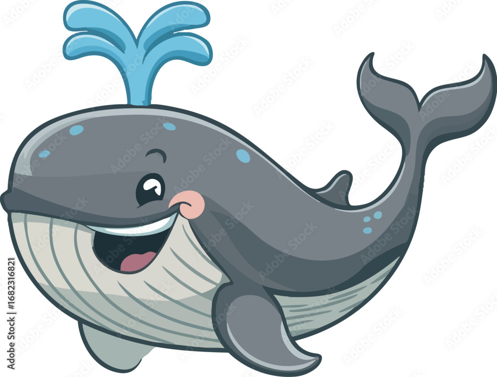 Obraz premium Whale Cartoon Illustration Set – Cute Marine Animal