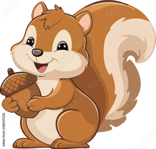 Squirrel Cartoon Illustration Set – Cute Forest Animal