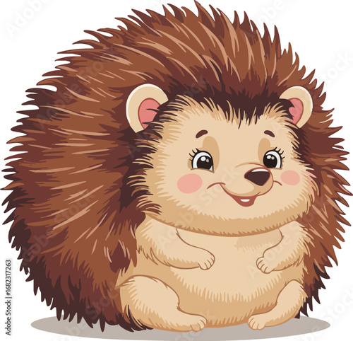 Hedgehog Cartoon Illustration Set – Cute Forest Animal