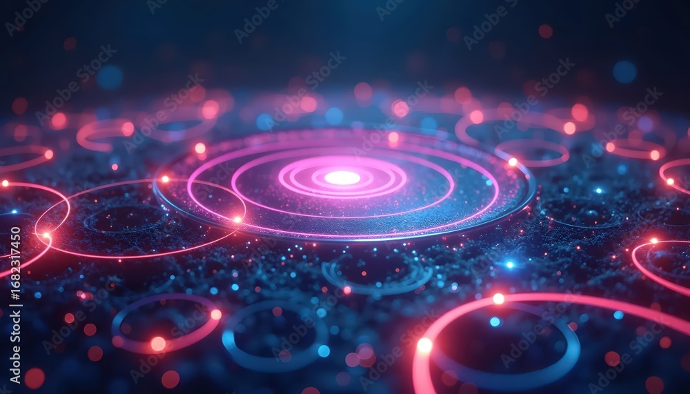 Obraz premium Surreal futuristic constellation formed by luminous radiant rings