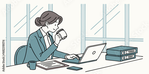 business people working, with office supplies around