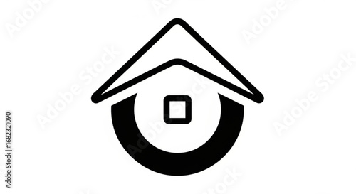 Home real estate logo design with roof and window for property business and construction company icon vector