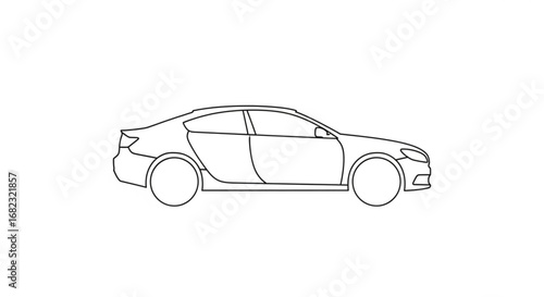Car outline drawing vector illustration for automotive design and transportation projects with vehicle line art style