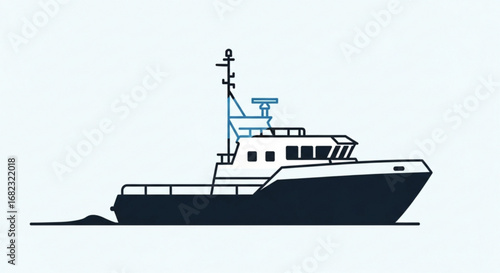 Modern boat illustration for maritime industry and naval transport with antenna and radar design vector image