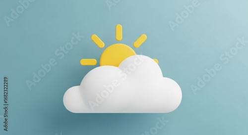 Weather forecast icon sun behind cloud vector illustration sunny day cloudy weather partly sunny weather 3d