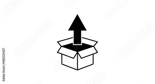 Open box with arrow up icon vector for delivery service moving and package concept design illustration 100