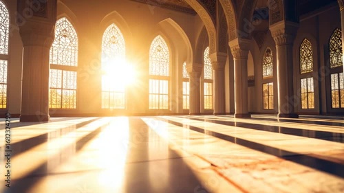 Mosque interior sunlight