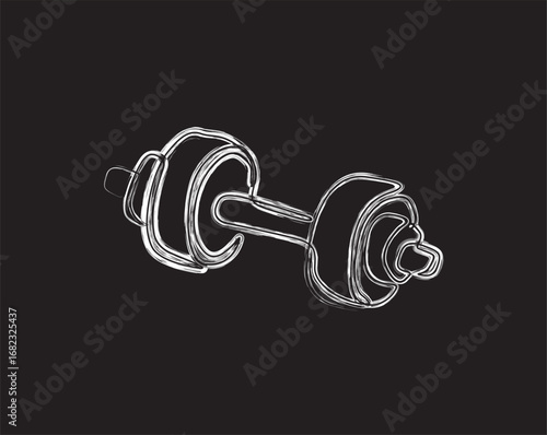 ink brush line drawing of barbell illustration can use for gym and crossfit concept.