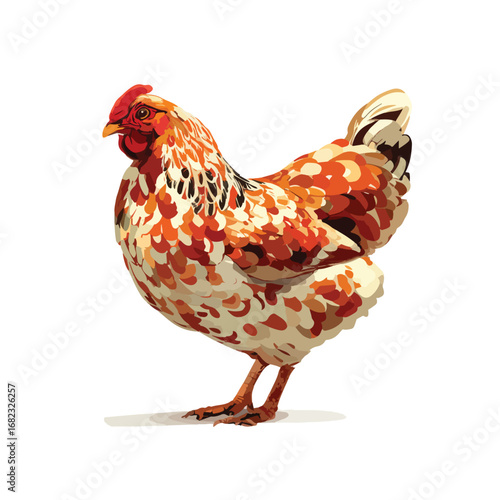 hen isolated in White Background, hen vector, Flat lay vector illustration