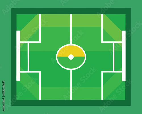 Vibrant Geometric Sport Field Illustration, Abstract Play Pitch Top View