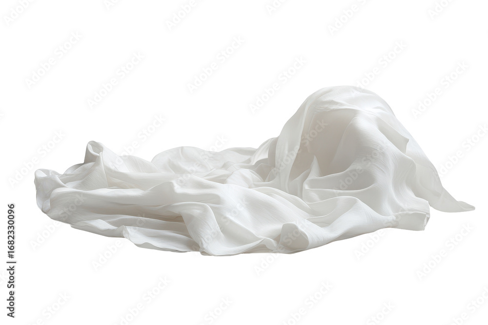 Fototapeta premium White fabric draped over an object isolated on transparent background.