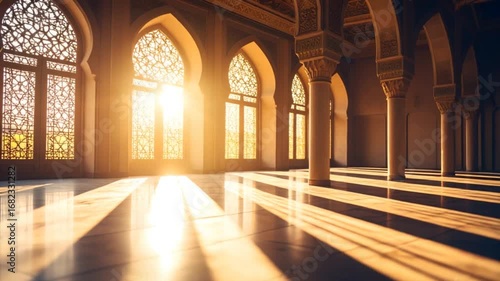 Sunlit interior architectural hall