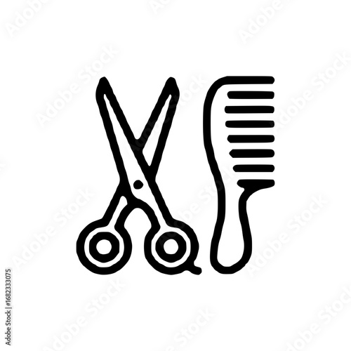 Hair Salon Scissors and Comb Icon Professional Haircut Styling Symbol