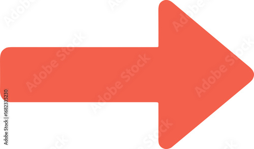Simple Rounded Orange Arrow Sign Directional Graphic Element Shape
