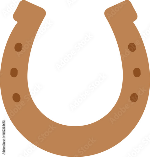 Simple Flat Color Horseshoe Sign Shape Icon for Luck
