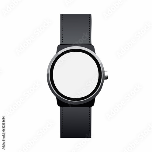 Realistic smartwatch mockup with a blank white screen for custom design, isolated on a white background. Modern wearable technology concept