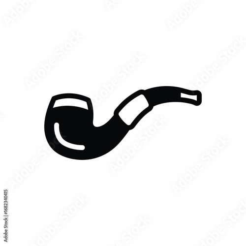 Black solid icon for smoking pipe