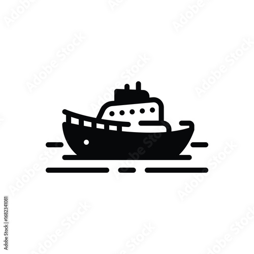 Black solid icon for boat