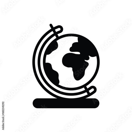 Black solid icon for globe