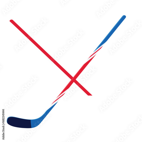 hockey stick isolated in White Background, hockey stick vector, Flat lay vector illustration