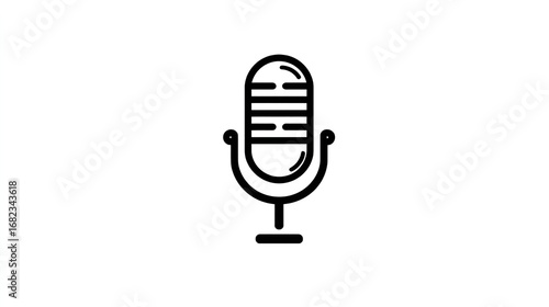Microphone icon, simple black illustration on white background
