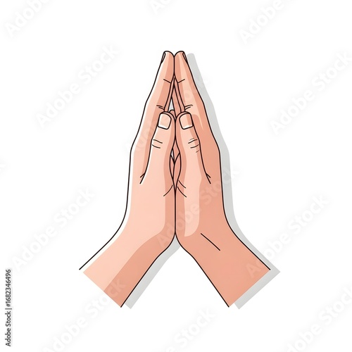 Two human hands respectfully pressed together in a common gesture of prayer, spiritual devotion, gratitude, or a traditional greeting, embodying peace and mindfulness