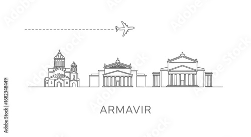 Armavir Skyline with Armenia Vector, Travel, and Landmark.
