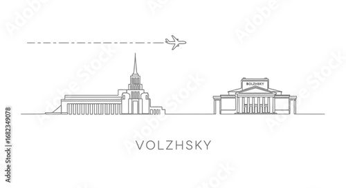 Volzhsky with Russia Skyline vector icon.