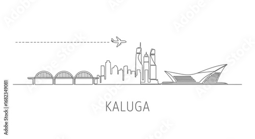 Kaluga Skyline Vector with Line art Minimal.