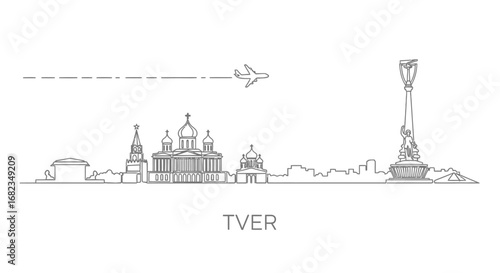 Tver Skyline Outline Russia Vector.