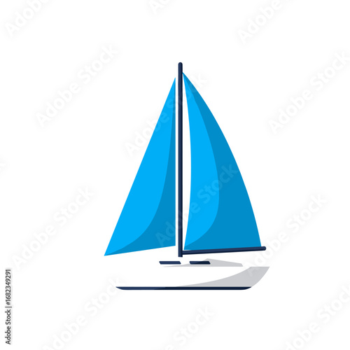 yacht on white background