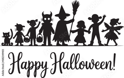 Halloween ghost pumpkin silhouette vector art illustration Shapes Collection Isolated on White Background
