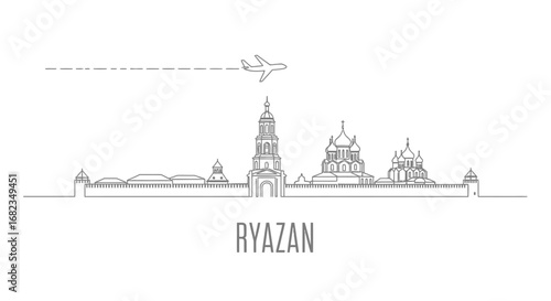 Ryazan Skyline Russia Architecture Outline.