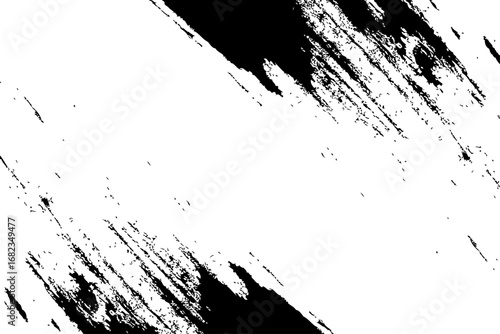 Vector grunge brush strokes texture rough black scratches for paint splatter template. Black and white grunge frame