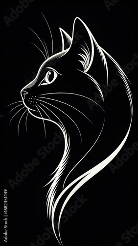 Elegant white cat profile feline animal