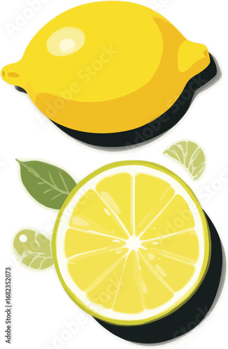 Fresh lemons and lemon slice, perfect for summer drinks and healthy living promotions
