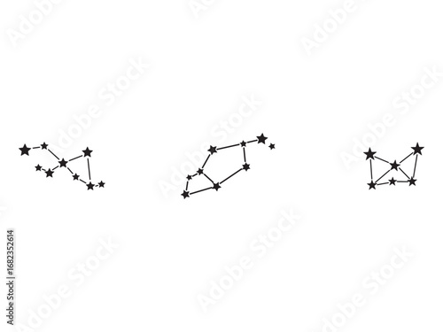 Elegant Star Constellations on White Background Graphic Design for Astronomy Science Projects and Celestial Theme Designs