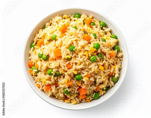 Chinese Chao fan, fried rice dishes popular in Greater China and around the world with white background