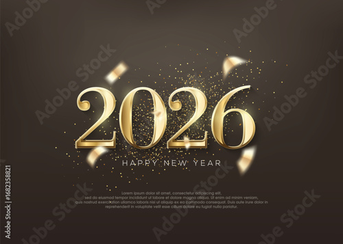 Golden number 2026 shiny, luxury 2026 new year greetings.
