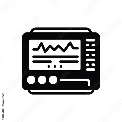 Black solid icon for electrocardiogram