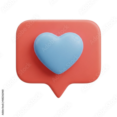 Free Download Light blue heart on orange speech bubble isolated on transparent background - GFXLoad