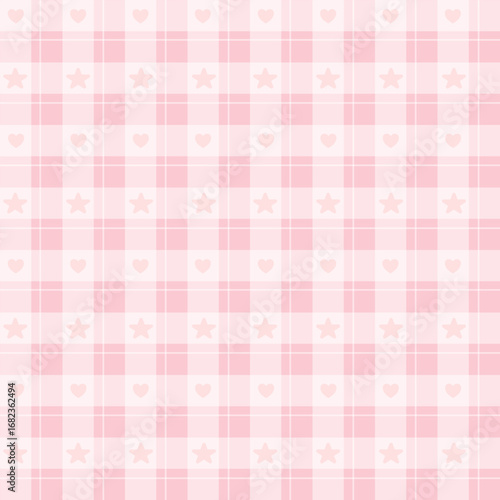seamless pattern with pink square starsandhearts, fabric pattern, gift wrapping paper, notebook cover, phone case pattern 