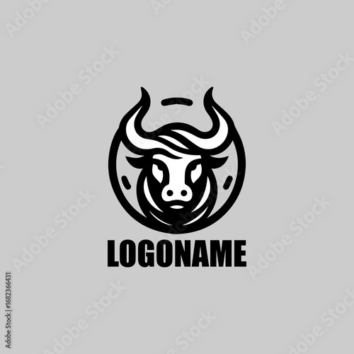 Bull logo design for business branding and marketing purposes.