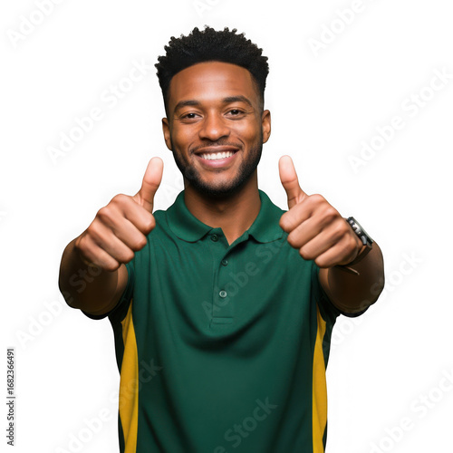 Man giving two thumbs up isolated on transparent background