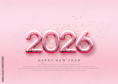 Happy new year 2026, soft and beautiful pink paper cut.