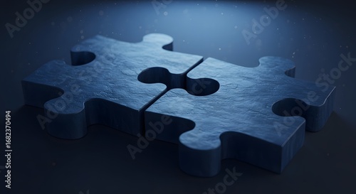 Two large, white puzzle pieces fitting together perfectly on a clean background, for partnership and solutions
