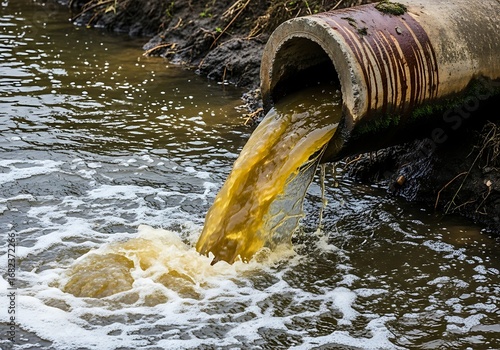 Wallpaper Mural Pollution flowing from pipe into water Torontodigital.ca